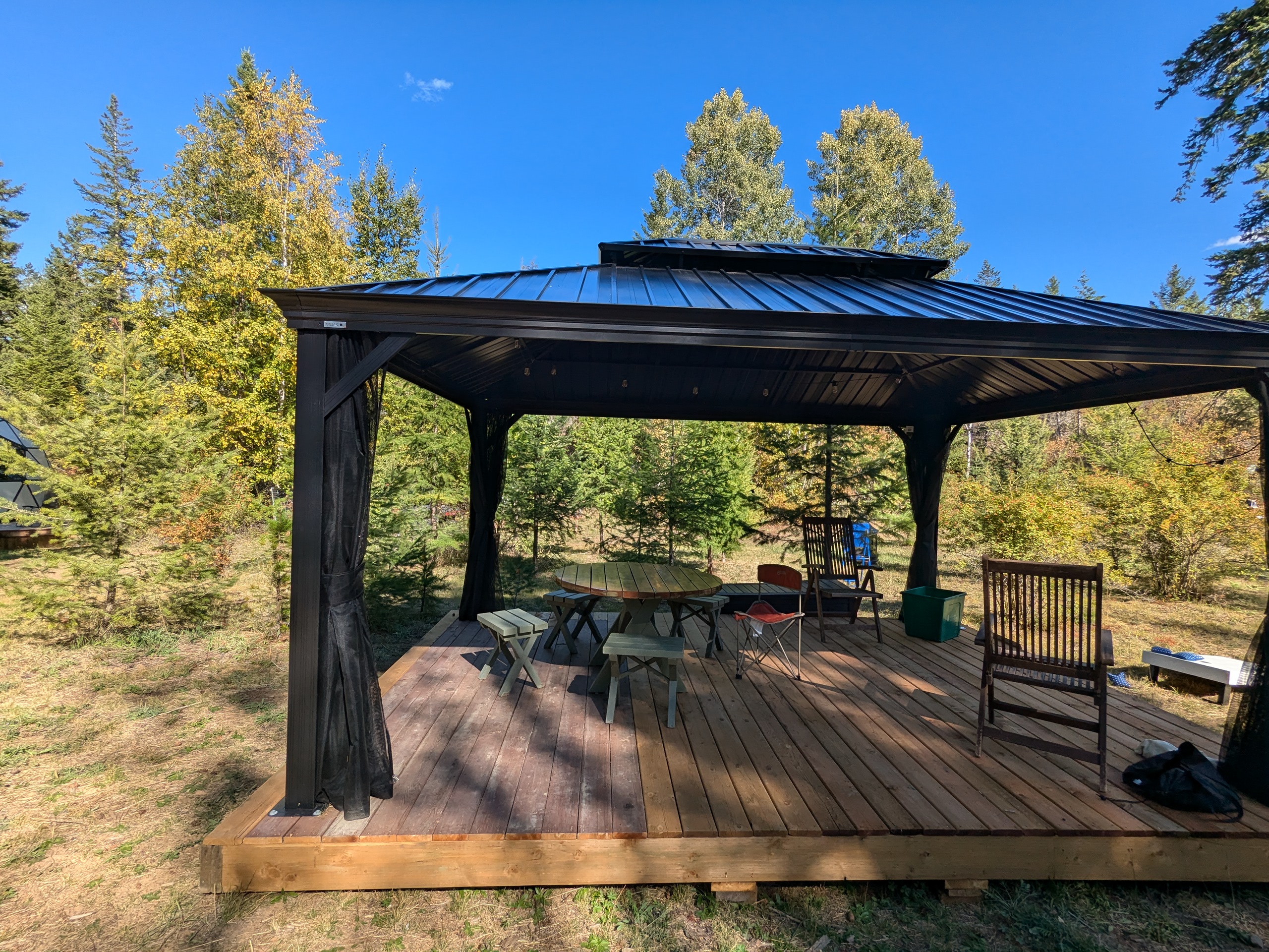 Gazebo with screens retracted